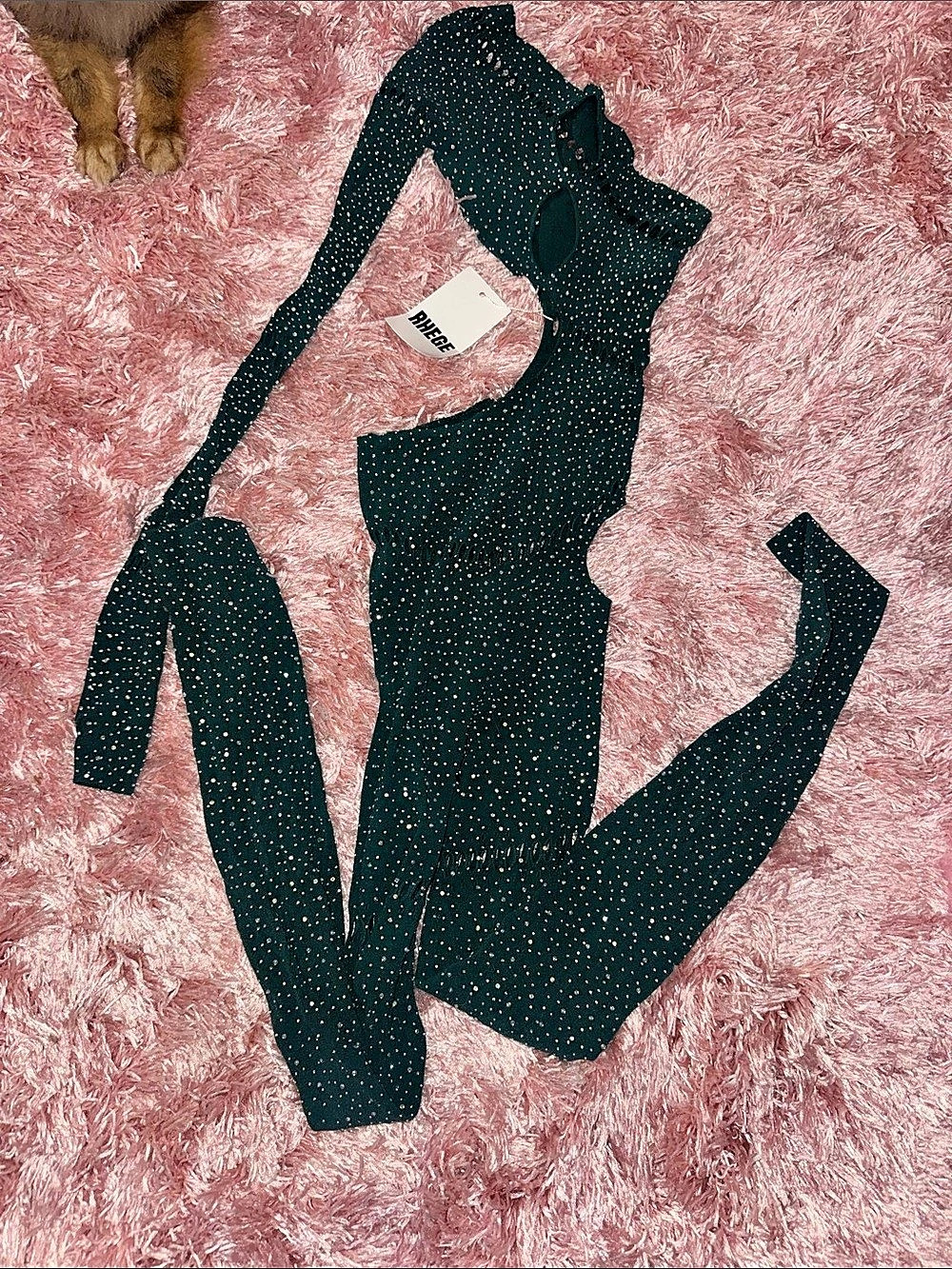 Rag & Bone rhinestone body suit in Green NWT